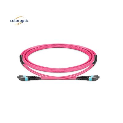 1m Multi Fibra empuje en MPO cordón de parche con chaqueta de PVC de color acuático