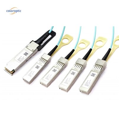 InfiniBand y Ethernet Cable óptico activo 100G QSFP28 Breakout a 4xSFP28 AOC