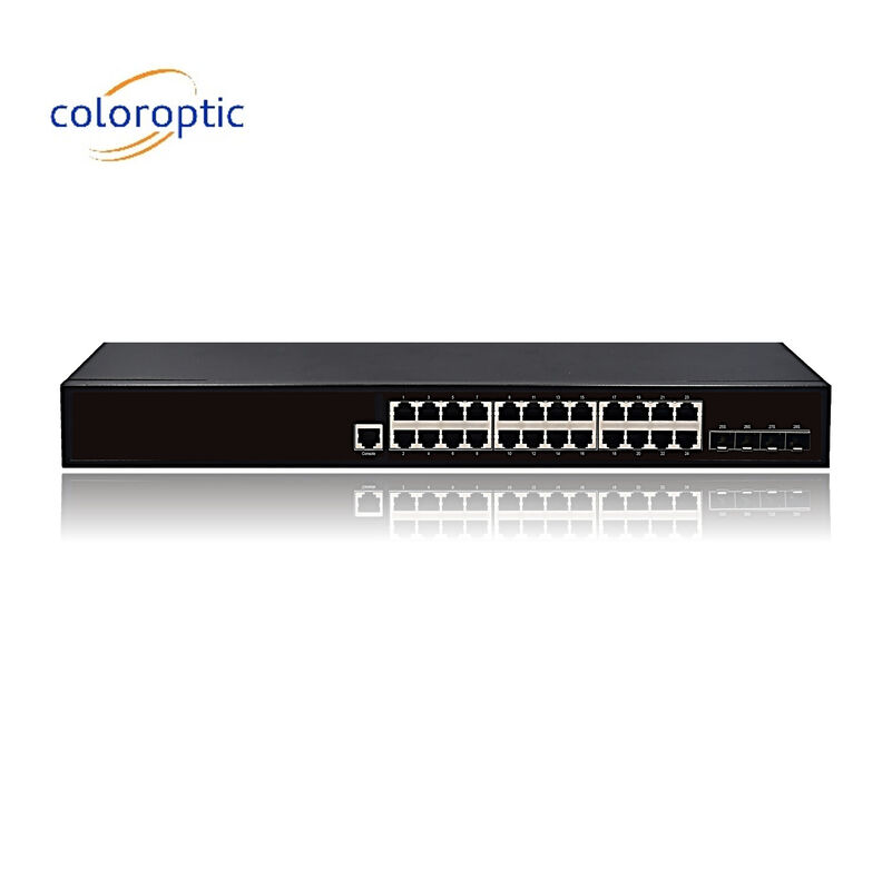 Capa 2 Interruptor Ethernet POE inteligente con 24 puertos 10/100/1000M Puertos SFP 4GE