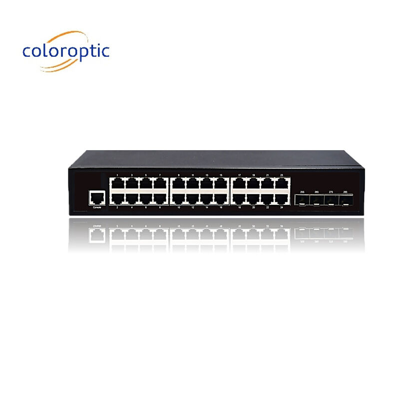 3 capas 24 puertos Interruptor de red central 10/100/1000M 4*GE SFP Ethernet Uplink